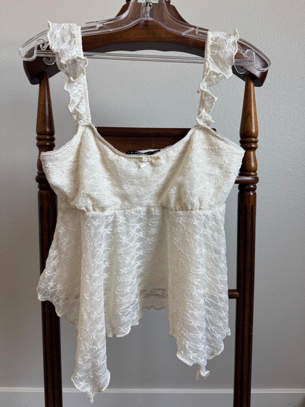 H&H by Heart Hips Ivory Lace Babydoll Size XL Sheer Ruffle Straps Romantic Y2K